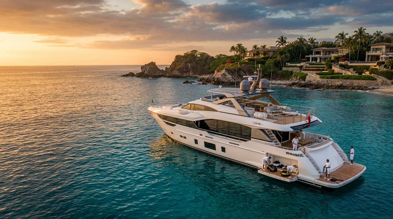 Sunset over the Pacific from a private boat charter in Punta Mita booked through BYRBO