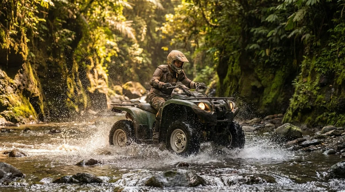 ATV crossing river